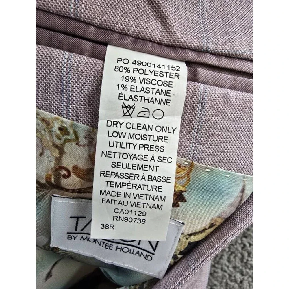 Tayion Collection Regular Fit Suit Jacket Men's 38R Pink Button Closure L/S